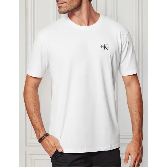 Camiseta Calvin Klein Jeans New Mono Logo Re Issue Branca Camiseta Calvin Klein Jeans New Mono Logo Re Issue Branca