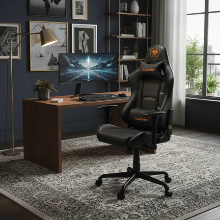 Silla Profesional Gamer Cougar Armor Elite Black Negro Cuero Sintético