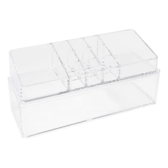 Organizador Maquillaje Studio 9 De Acrílico Alargado 2 Pisos