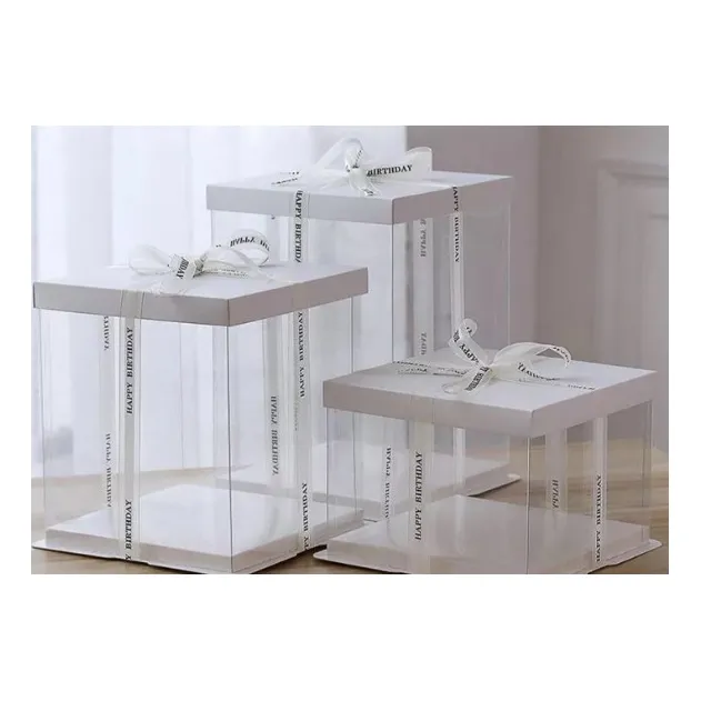 Caja De Acetato. Cajita Transparente Para Tortas Y Regalos.