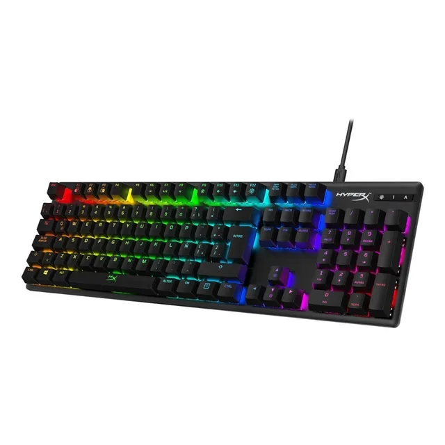 Teclado gamer HyperX QWERTY Red español latinoamérica color negro con luz RGB