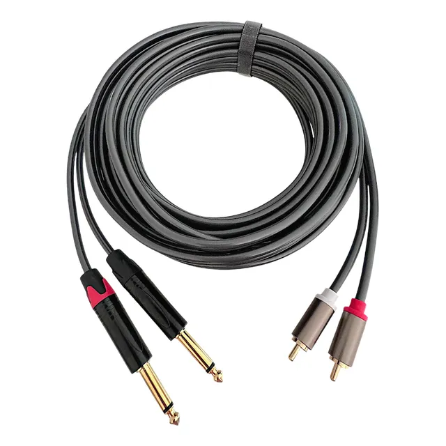 Cable De Audio Rca Macho A Plug Ts 6.35mm 6 Metros