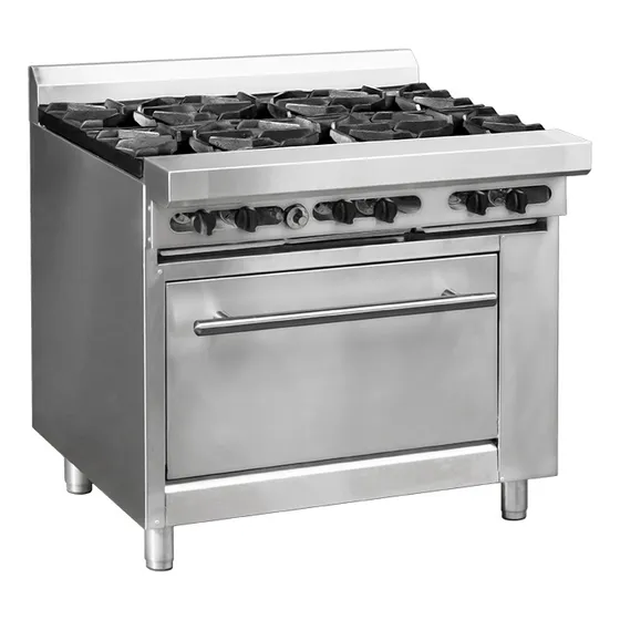 Cocina De 6 Hornillas Con Horno Industrial En Acero Inox.