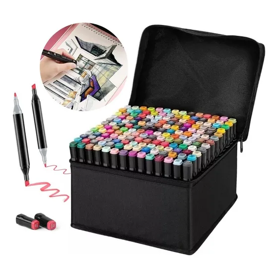 Set Marcadores Doble Punta 168pz Lapices Colores Plumones