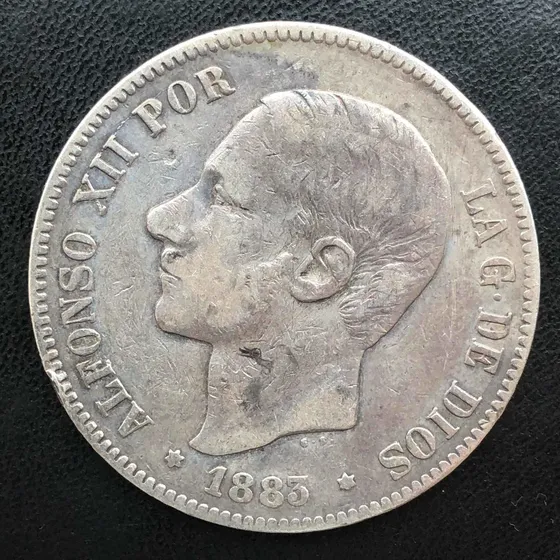 Moeda 5 Pesetas 1883 - Espanha