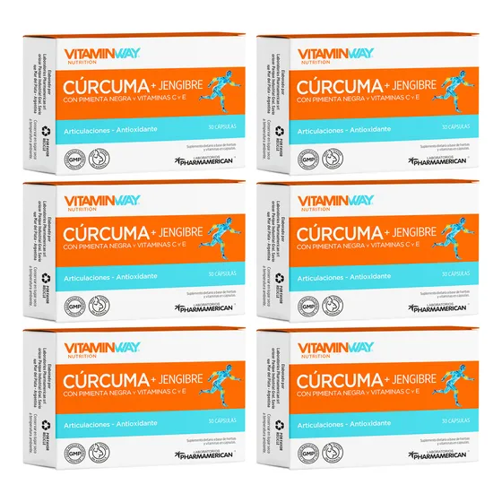Vitamin Way Kit X6 Cajas Cúrcuma Jengibre Articulaciones X30