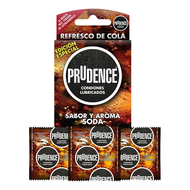 3 Condones Prudence con Sabor Y Aroma Refresco De Cola