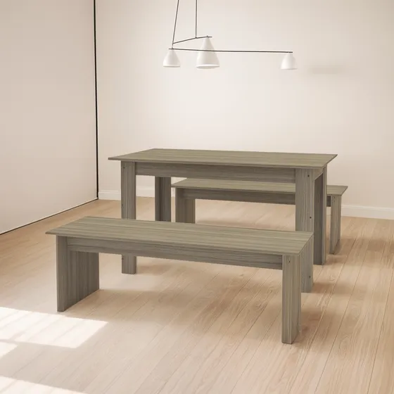 Mobi Comedor De Madera Con 2 Bancas Modelo Salamanca Castaño