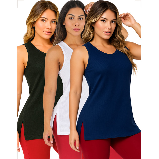 Kit 3 Camiseta Feminina Academia Regata Treino Tapa Bumbum