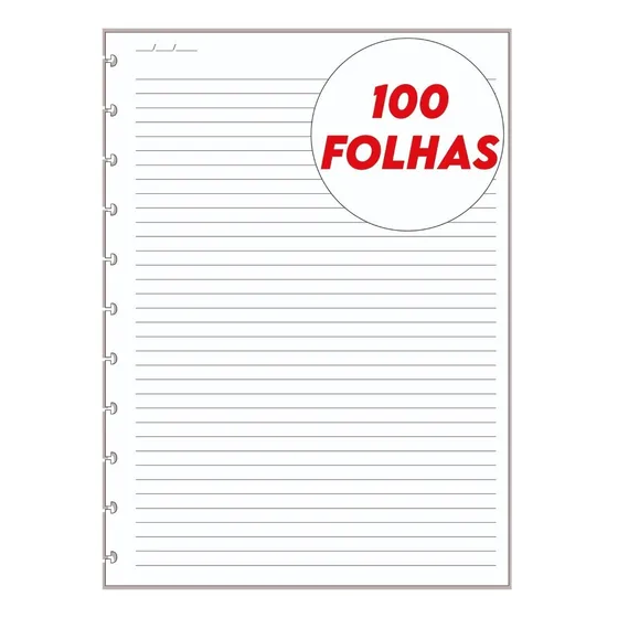 Refil Caderno Inteligente Grande Pautado 90g Compatível 100f