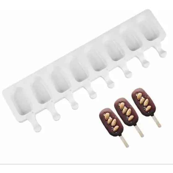 Molde Helado Silicona Chocolate Paleta X8 + 50 Palitos