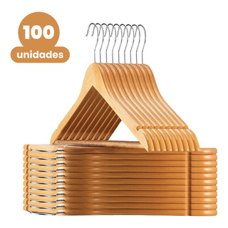 Kit Cabide De Madeira De Roupa Calça Adulto 100 Unidades Kit Cabide De Madeira De Roupa Calça Adulto 100 Unidades