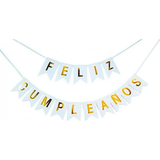 1 Guirnalda Feliz Cumpleaños Banderin Letra Dorada Candybar