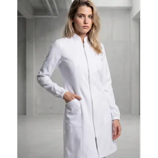 Jaleco Feminino Manga Longa Oxford C/ziper E Punho Premium Branco Lisa P