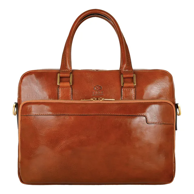 Maletín De Cuero Time Resistance - Bolso De -cognac