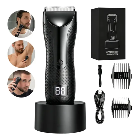 Aparador de Pelos Elétrico Wesapor com Lâminas de Cerâmica para Corpo e Barba IPX7
