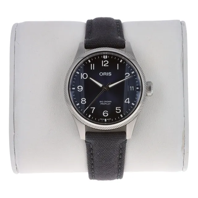 Reloj Para Caballero Oris Big Crown Propilot Big Date 41mm Azul Oscuro Plateado Azul