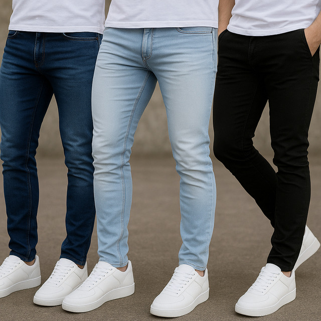 Kit 3 Calça Jeans Masculina Slim Confortavel Ajusta No Corpo Kit 3 Calça Jeans Masculina Slim Confortavel Ajusta No Corpo
