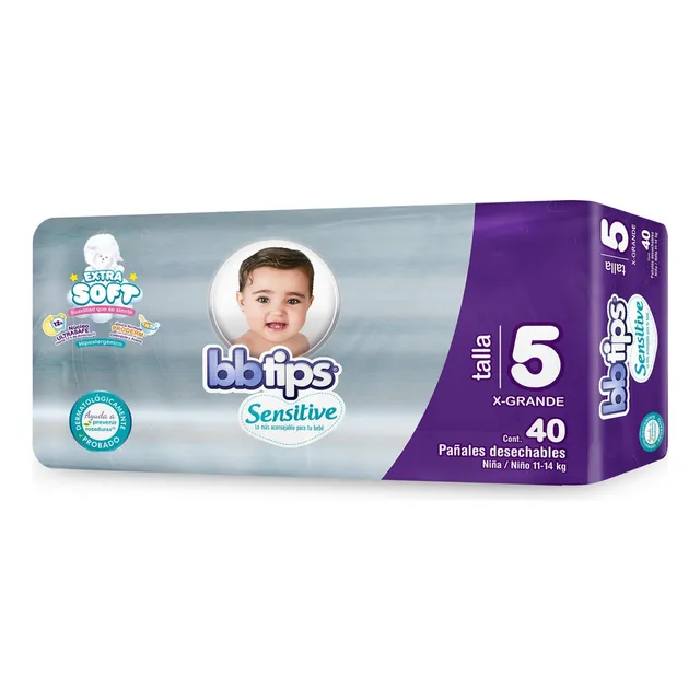Pañales Bbtips Sensitive Etapa 5 unisex X