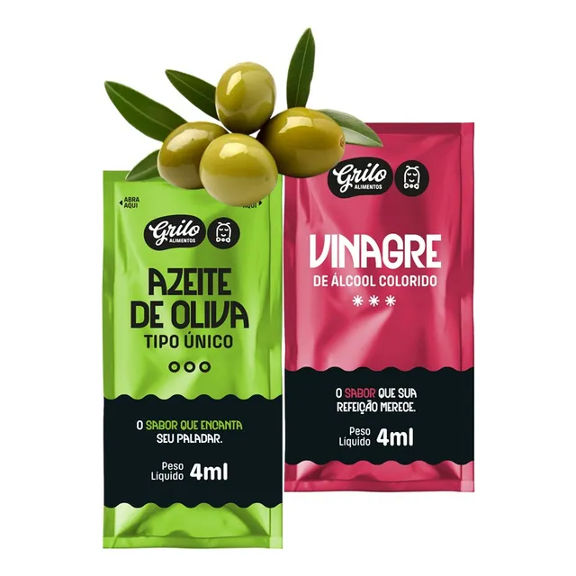 Kit De Sachê Azeite Tipo Único E Vinagre Econômico Grilo
