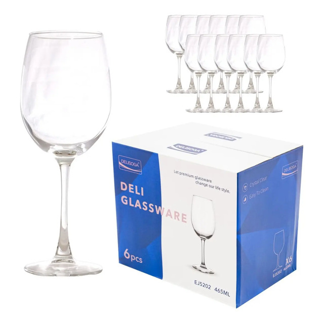 Jogo De 12 Taças Para Vinho Agua Vidro 465ml