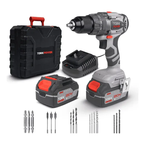 Parafusadeira Furadeira De Impacto Industrial 20v Sem Fio Com Maleta 2 Baterias 127/220V Super Tork