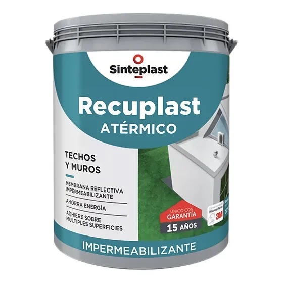 Recuplast Techos Termico Membrana Impermeabilizante 20kg Acabado Mate Color Blanco
