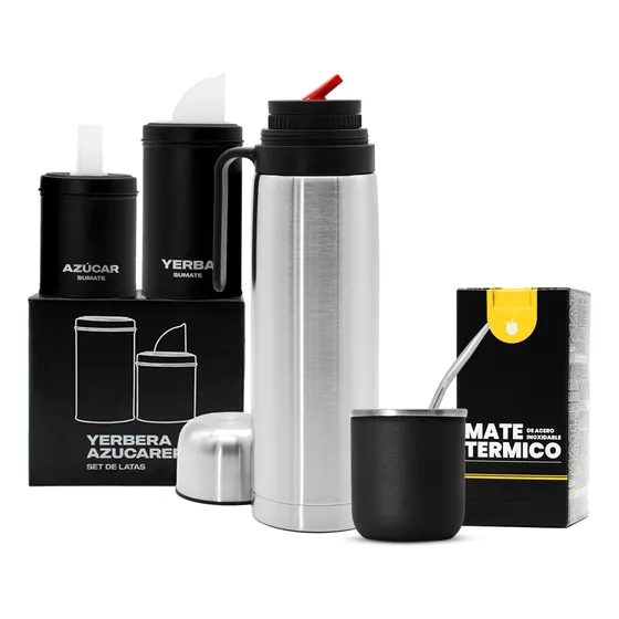 Set Matero Juego De Mate Completo Termo Mate Bombilla Latas