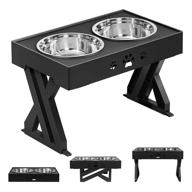 Comedero-bebedero Para Perros Altura Ajustable - Plato Acero