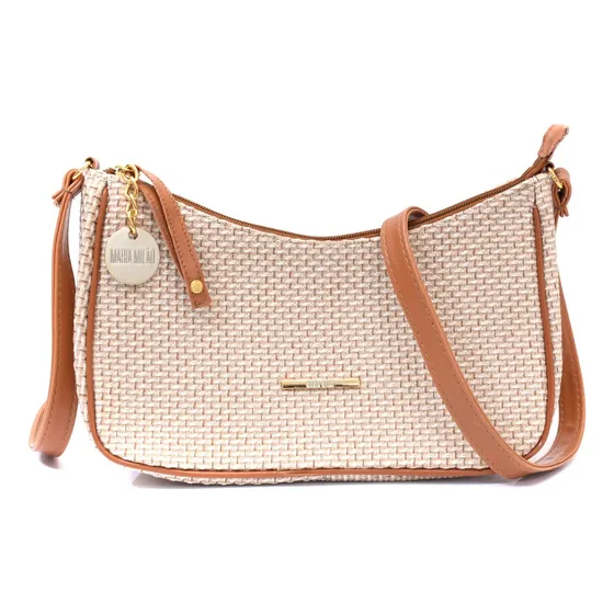 Bolsa Transversal Feminina Meia Lua Palha Gold