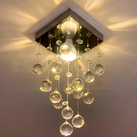 Lustre Cristal Acrílico Quarto Sala Vai Montado Promoção