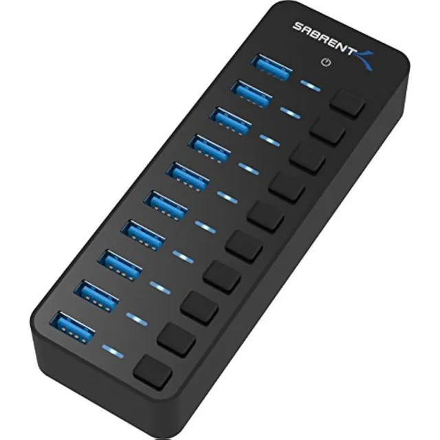 Sabrent Hub Usb 3.0 De 10 Puertos De 60 W Con