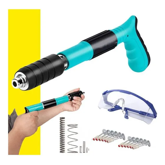Pistola De Fijacion Tiro A Tiro, Gafas + 200 Clavos De Pared
