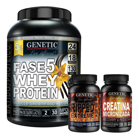 Músculos Definidos Proteína F5 Ripped Black Creatina Genetic