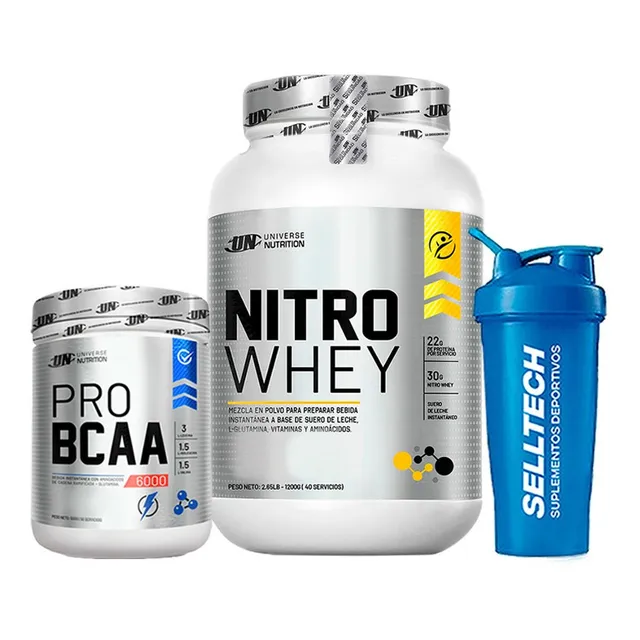 Un Nitro Whey 1.2kg Vainilla+pro Bcaa 6000 500gr Fruit