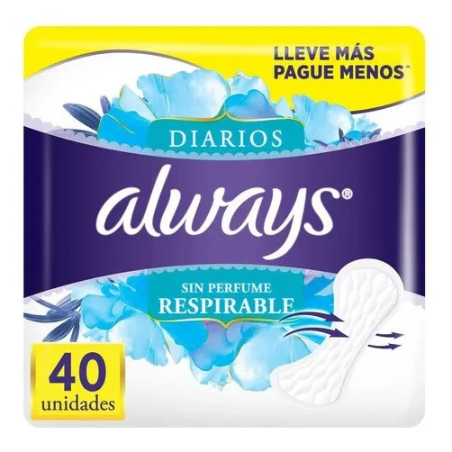 Always Xtra Diarios Respirable Protectores Diarios 40 Unidades