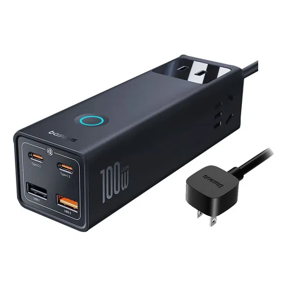 Cargador Regleta Baseus 100w Gan 7 En 1 Para Celular Laptop Color Negro