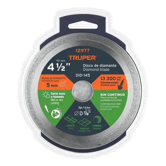 Disco Diamante Rin Continuo 4-1/2' Truper 12977 Color Gris