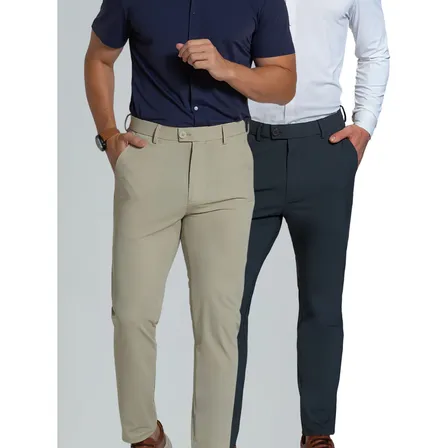 Kit 2 Calça Masculina Alfaiataria Poliamida Social Premium
