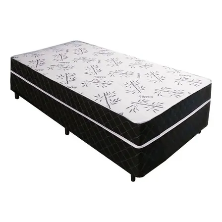 Cama Box Solteiro Conjugada Espuma Ortopédica Selado Cor Preto