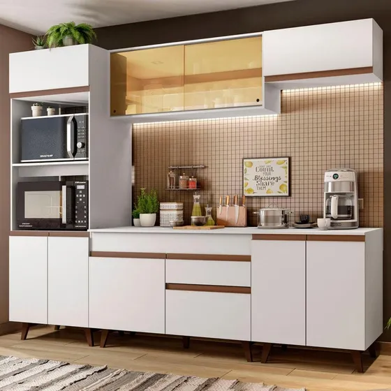 Mueble de Cocina Integral Madesa Reims 260cm con Encimera Blanco 02