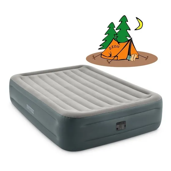 Colchón Eléctrico Inflable Dura-beam 152x203x46 Cm Gde Intex Color Gris