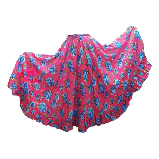 Falda Danza Floreada Medio Vuelo Circular Bailable Adulto
