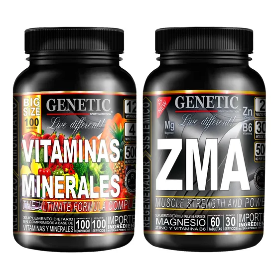 Energía Vital Zma Magnesio Zinc Vitaminas Minerales Genetic Sabor Neutro