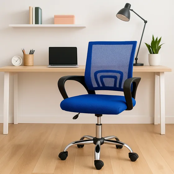 Silla De Oficina T-go Ruedas Giratoria Ergonómica Acolchado Color Azul Material del tapizado Mesh
