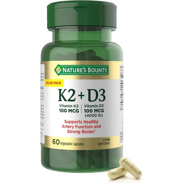 Vitamina K2 + D3 100 Mcg Nature's Bounty 60 Cápsulas Sin Sabor