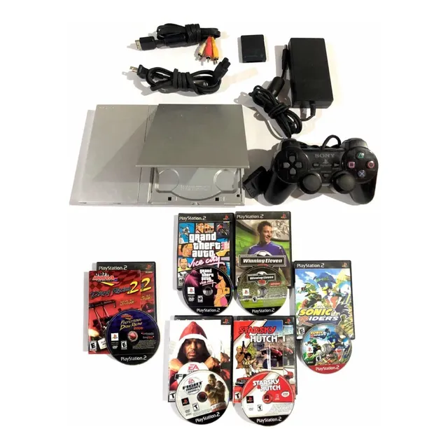 Playstation 2 Slim Silver + 6 Juegos Originales, Joy, Memory