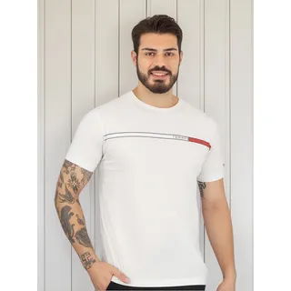 Camiseta Tommy Hilfiger Two Tone Chest Stripe Branca Camiseta Tommy Hilfiger Two Tone Chest Stripe Branca