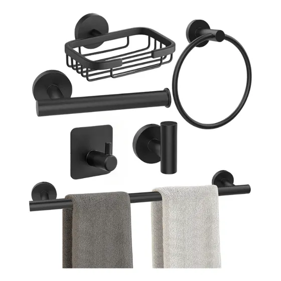Set Accesorios Para Baño X 6 Piezas Acero Inoxidable