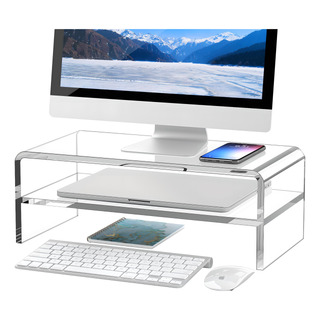 Soporte Para Monitor Egchi, Acrílico Transparente, 2 Niveles Soporte Para Monitor Egchi, Acrílico Transparente, 2 Niveles